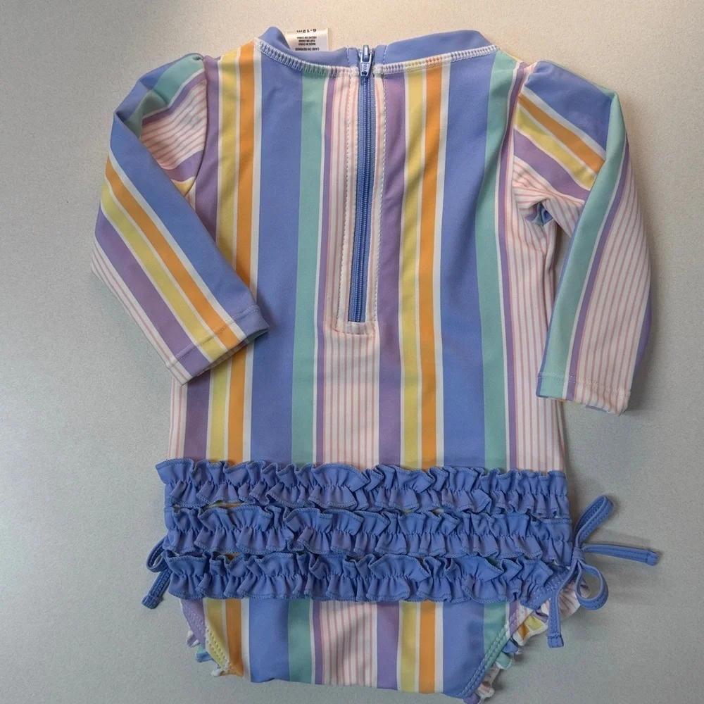 Ruffle Butts Pastel Striped Baby swimsuit